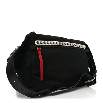 Prada Nylon New Vela Studded Marsupio Belt Bag Black Fuoco 3 of 9