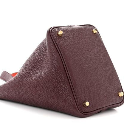 Hermes Taurillon Clemence Swift Eclat Picotin Lock 18 PM Prune Orange Poppy 9 of 12