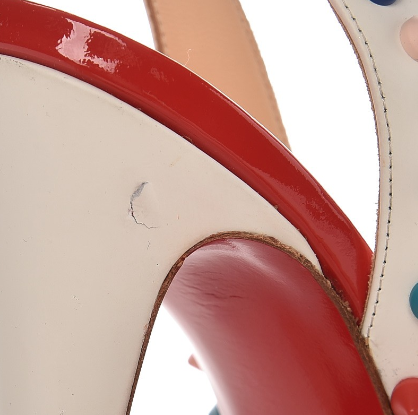 Matte Calf Lady Peep Spikes 150 Pumps 36 White Multi