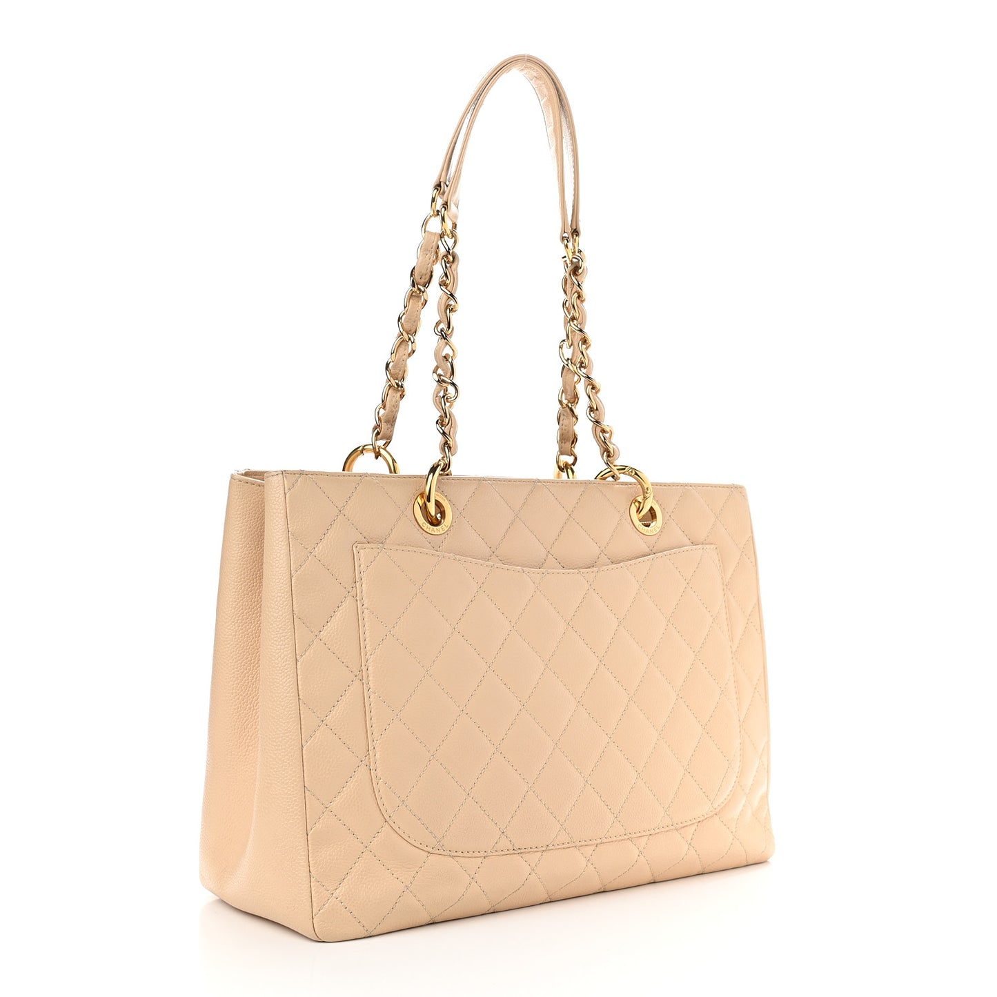 Caviar Quilted Grand Shopping Tote GST Beige Clair