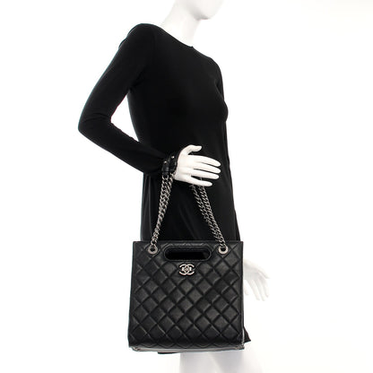 Chanel Goatskin Quilted Small Perfect Edge Shopping Tote Black 2 of 12
