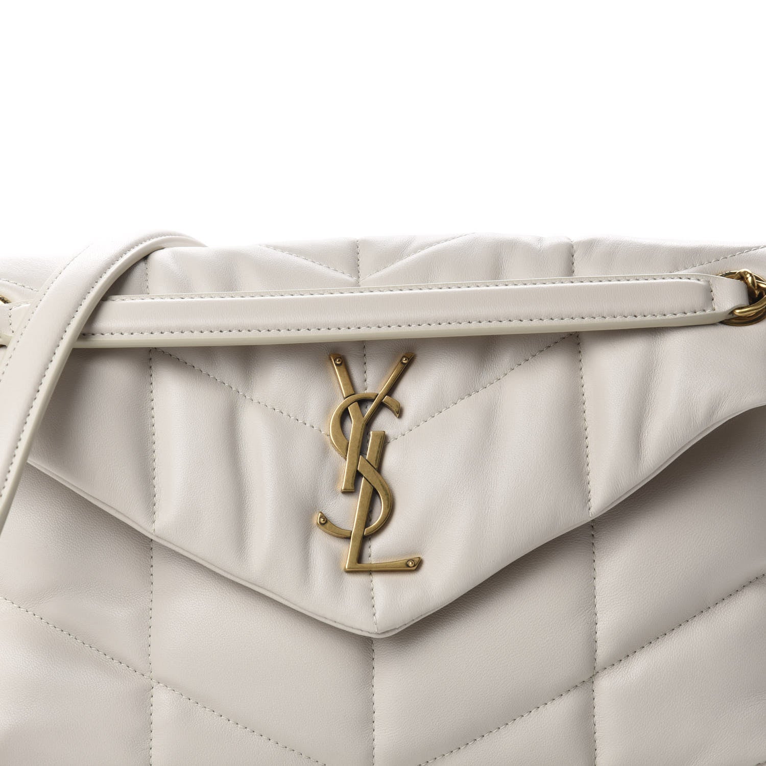 Saint Laurent Lambskin Quilted Small Loulou Puffer Monogram Chain Satchel Crema Soft 12 of 12