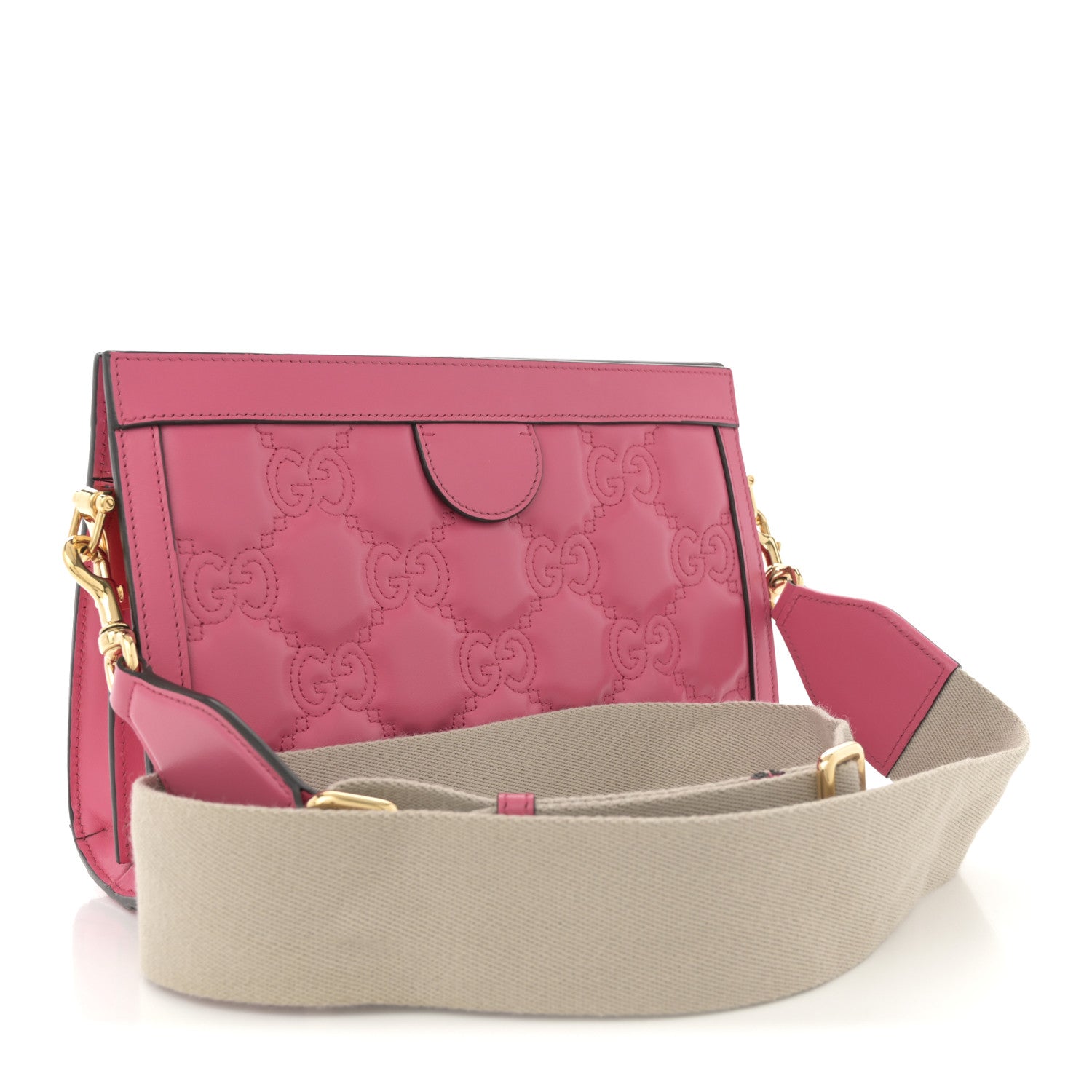Gucci Calfskin GG Matelasse Small Slim Chain Shoulder Bag Rhodamine Pink Natural 3 of 11