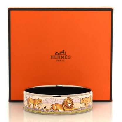 Hermes Enamel Printed Pride of Lions Wide Bracelet 65 6 of 6
