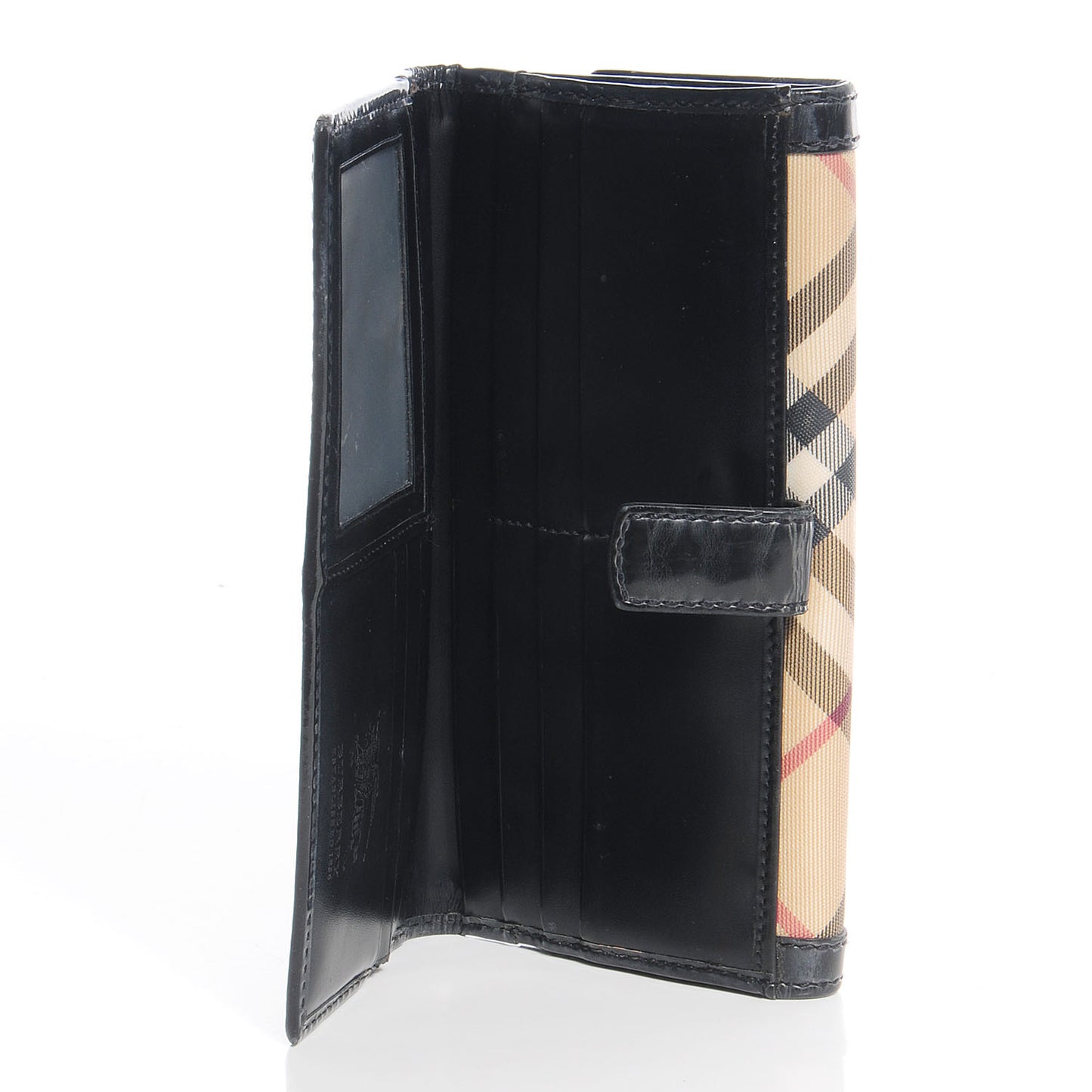 Patent Nova Check Tri-Fold Wallet Black