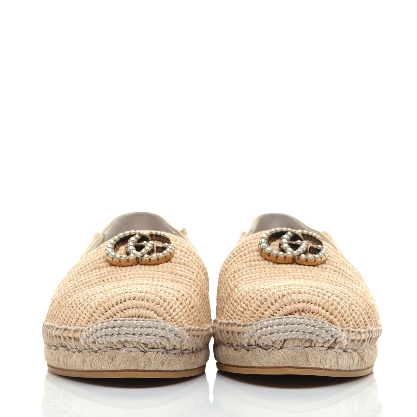 Raffia Pearly GG Marmont Espadrilles 38.5 Naturale Sand Storm