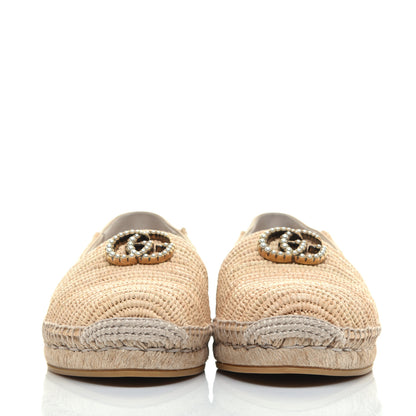 Gucci Raffia Pearly GG Marmont Espadrilles 38.5 Naturale Sand Storm 2 of 8