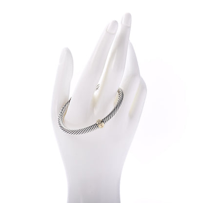 David Yurman Sterling Silver 14K Yellow Gold 5mm Station Cable Bracelet 2 of 4