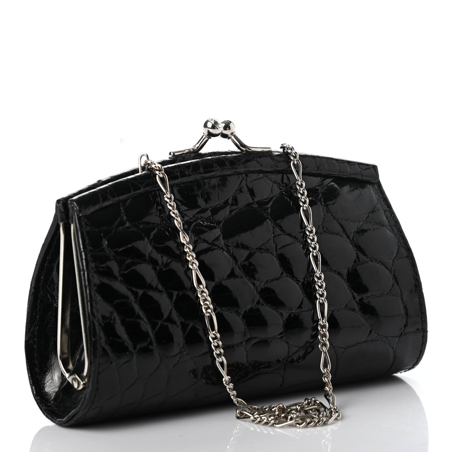 Judith Leiber Crocodile Clutch Black 3 of 7