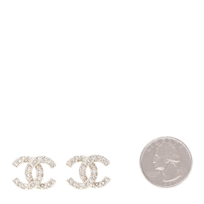 Chanel Crystal CC Earrings Light Gold 2 of 5