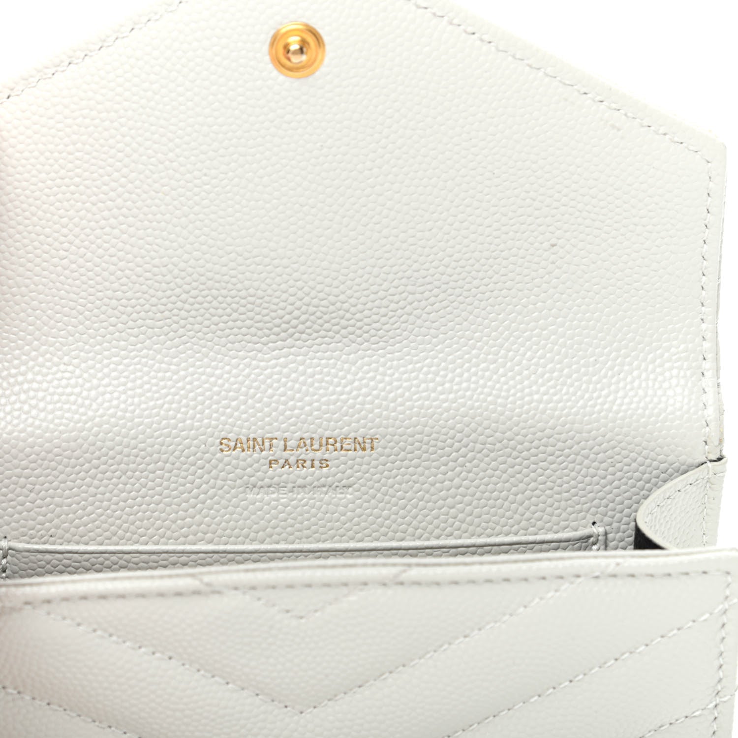 Saint Laurent Grain De Poudre Matelasse Chevron Small Monogram Envelope Wallet Crema Soft 6 of 9