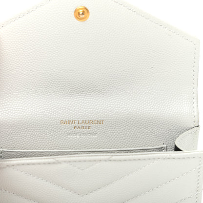 Saint Laurent Grain De Poudre Matelasse Chevron Small Monogram Envelope Wallet Crema Soft 6 of 9