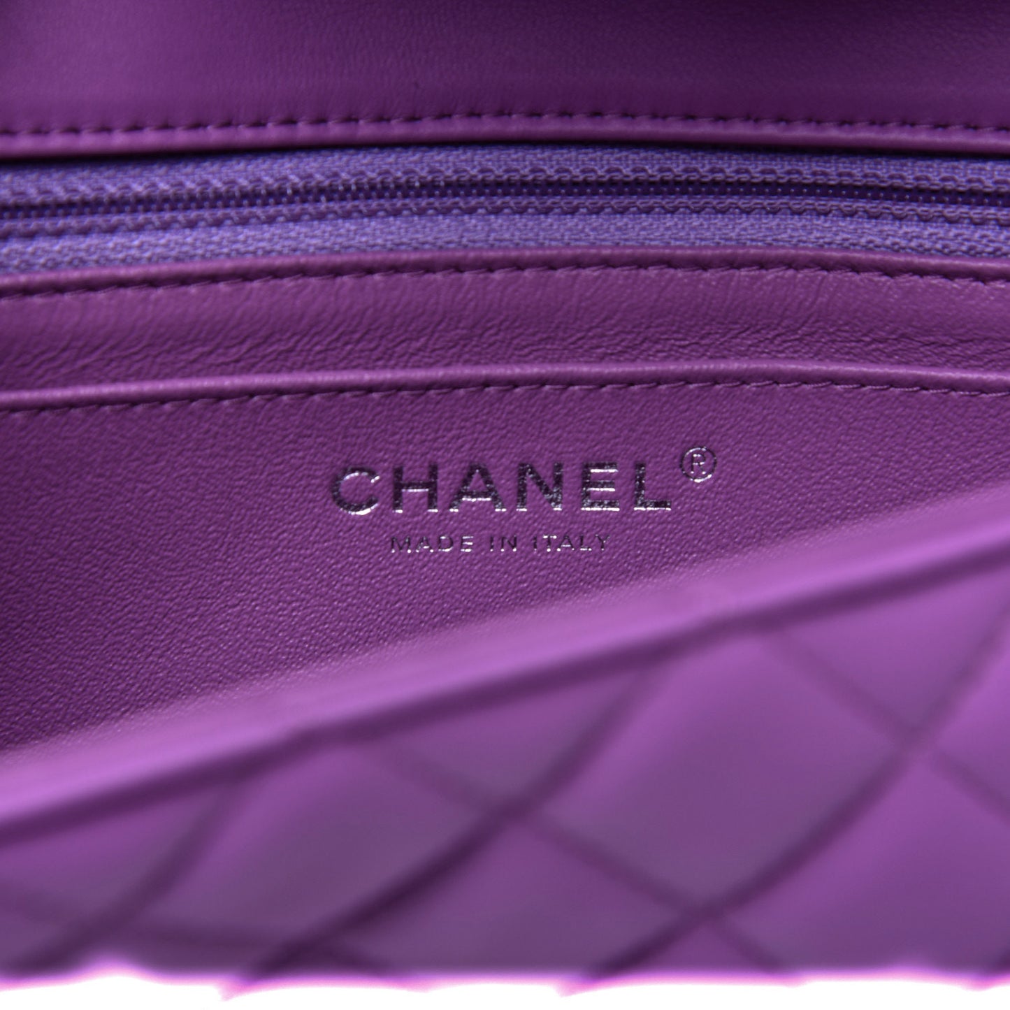 Lambskin Quilted Mini Rectangular Flap Purple