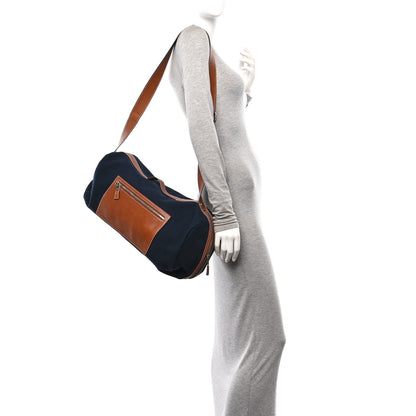 Hermes Toile Goeland Idro Calfskin Odyssee Terre Duffle Bag Bleu Marine Gold 2 of 13