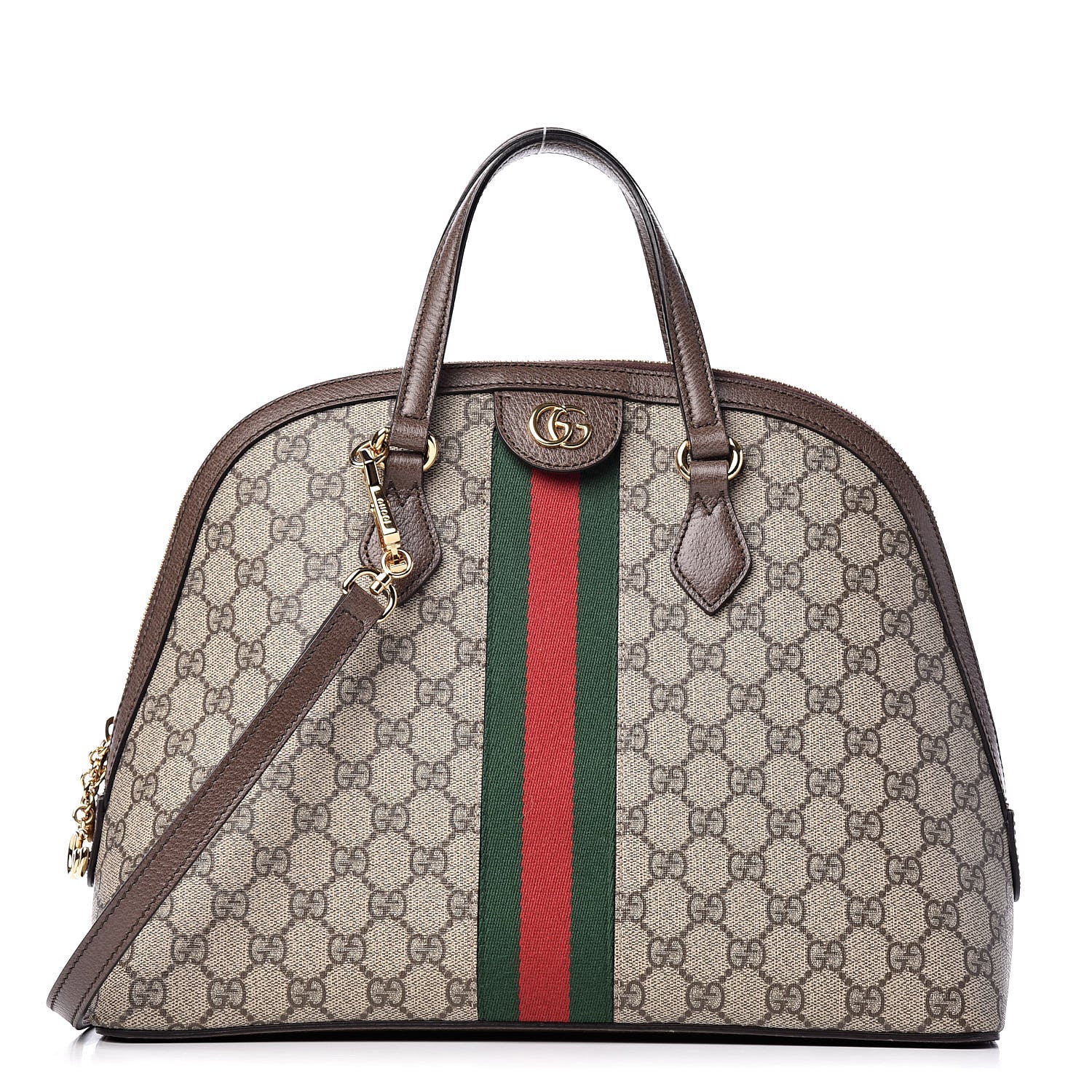Gucci GG Supreme Monogram Web Medium Ophidia Top Handle Dome Bag Brown 1 of 13