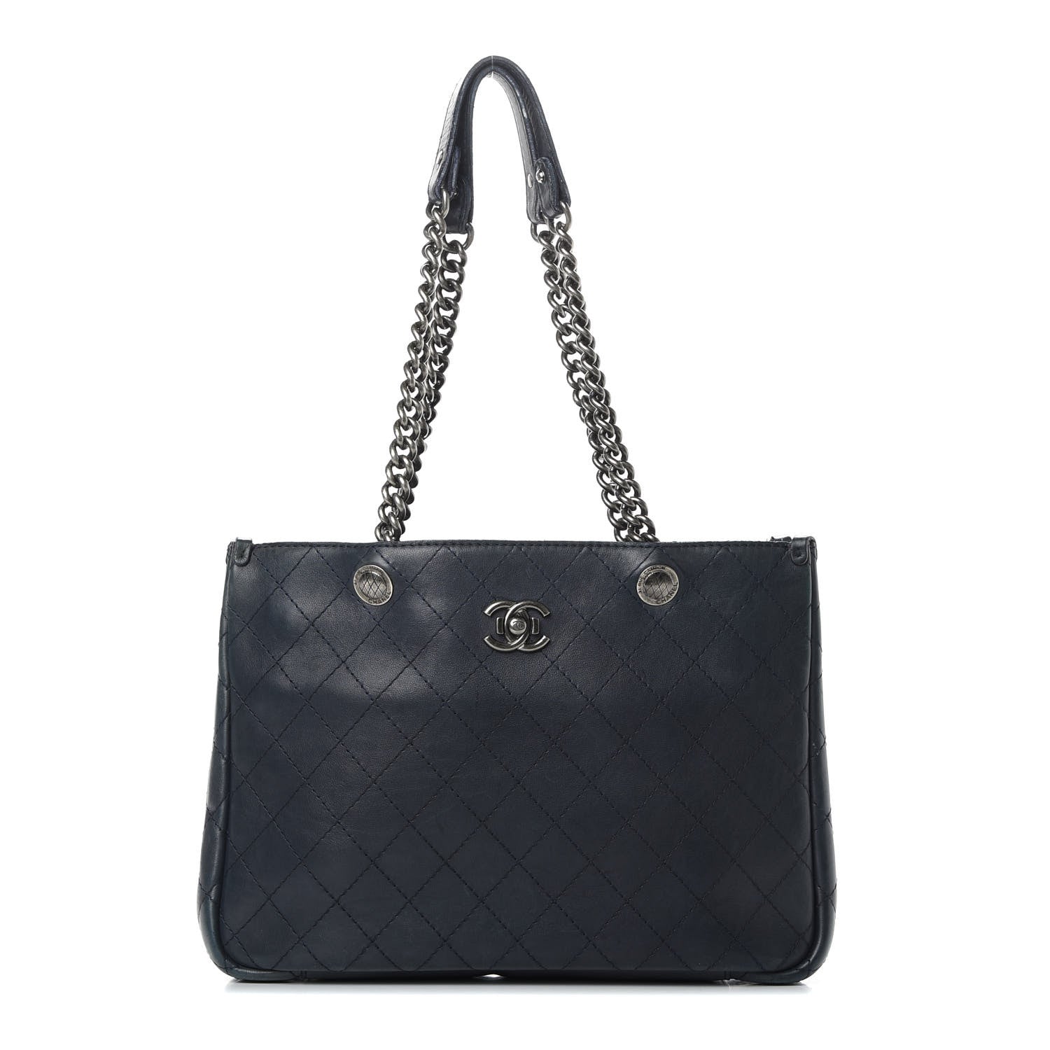 Chanel Calfskin Stitched Shopping Tote Blue 1 of 24