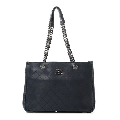 Chanel Calfskin Stitched Shopping Tote Blue 1 of 24