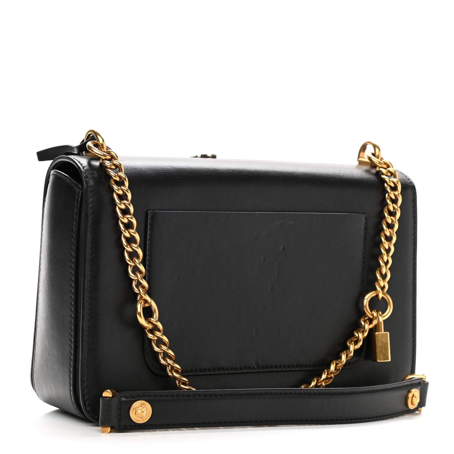 Versace Nappa Crystal Embroidered Medium Icon Flap Black 3 of 14