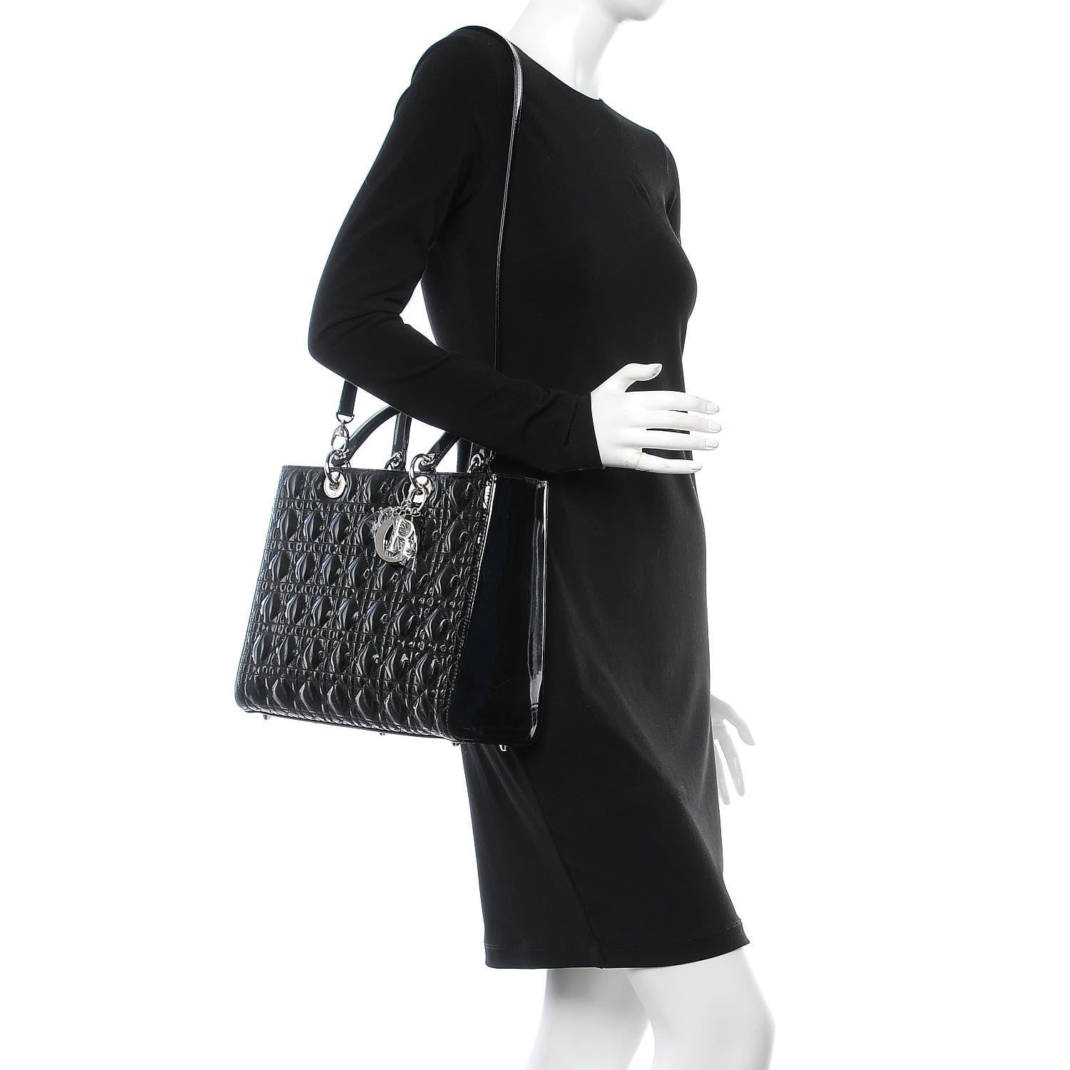 Christian Dior Patent Cannage Large Lady Dior Black 2 of 9