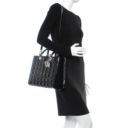 Christian Dior Patent Cannage Large Lady Dior Black 2 of 9