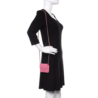 Chanel Caviar Quilted Flap Card Holder On Chain Pink 2 of 11