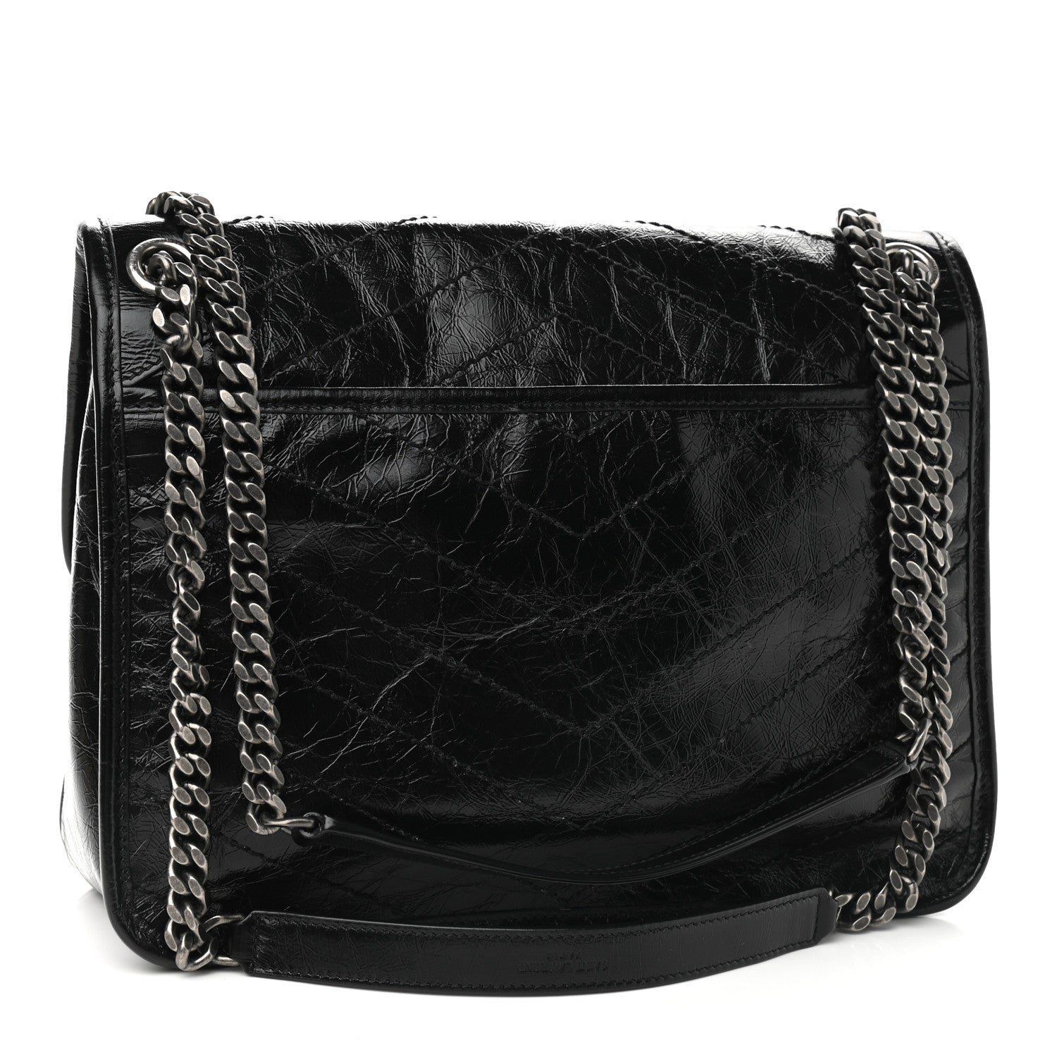 Saint Laurent Crinkled Calfskin Matelasse Monogram Medium Niki Chain Satchel Black 3 of 11