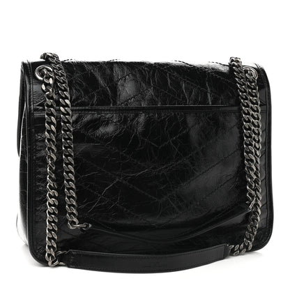 Saint Laurent Crinkled Calfskin Matelasse Monogram Medium Niki Chain Satchel Black 3 of 11