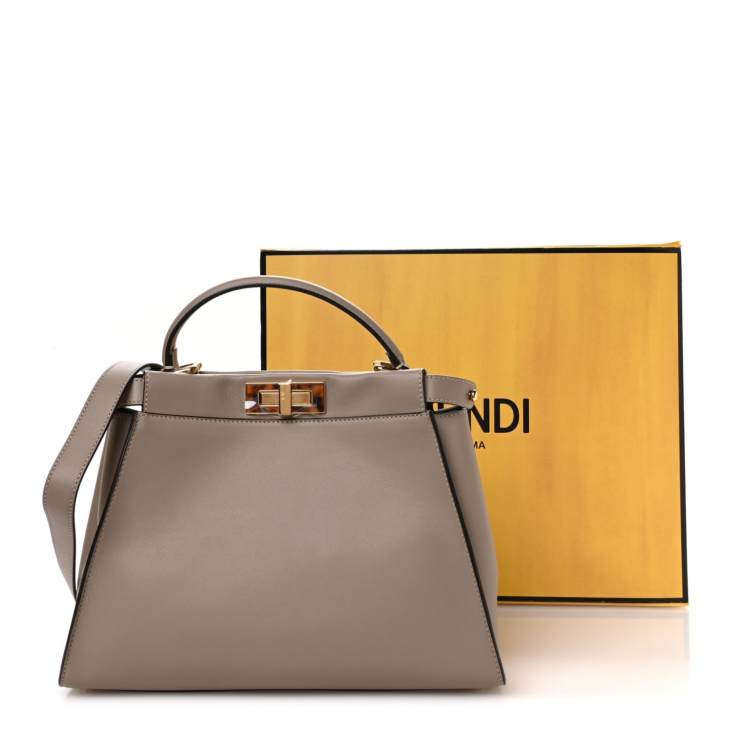 Fendi Vitello Seta Plexiglass Tortoise Medium Peekaboo Iconic