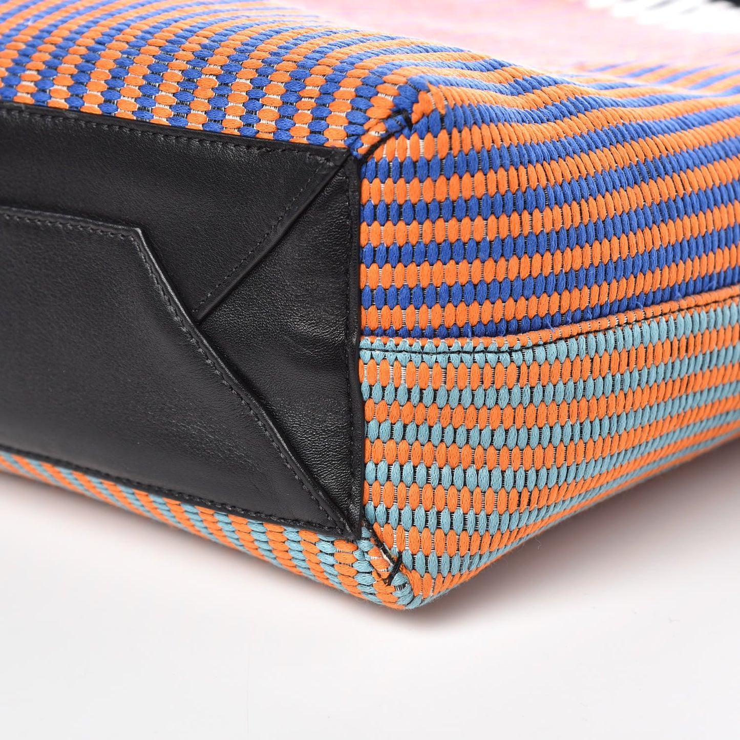 Woven Canvas Small Twisted Cabas Multicolor