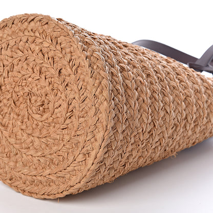 Saint Laurent Raffia Calfskin Small Panier Tote Naturale Nut 8 of 8