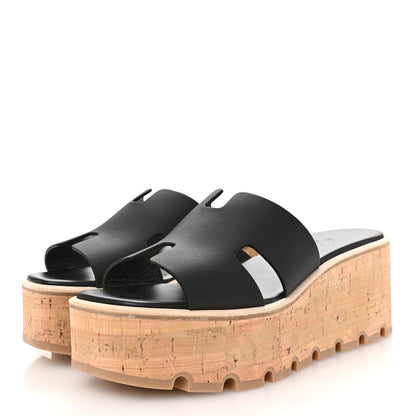 Hermes Calfskin Cork Eze 30 Sandals 38 Black 4 of 10