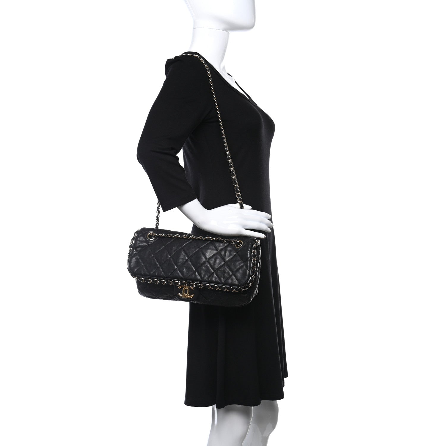 Chanel Calfskin Quilted Medium Chain Me Flap Black 2 of 16