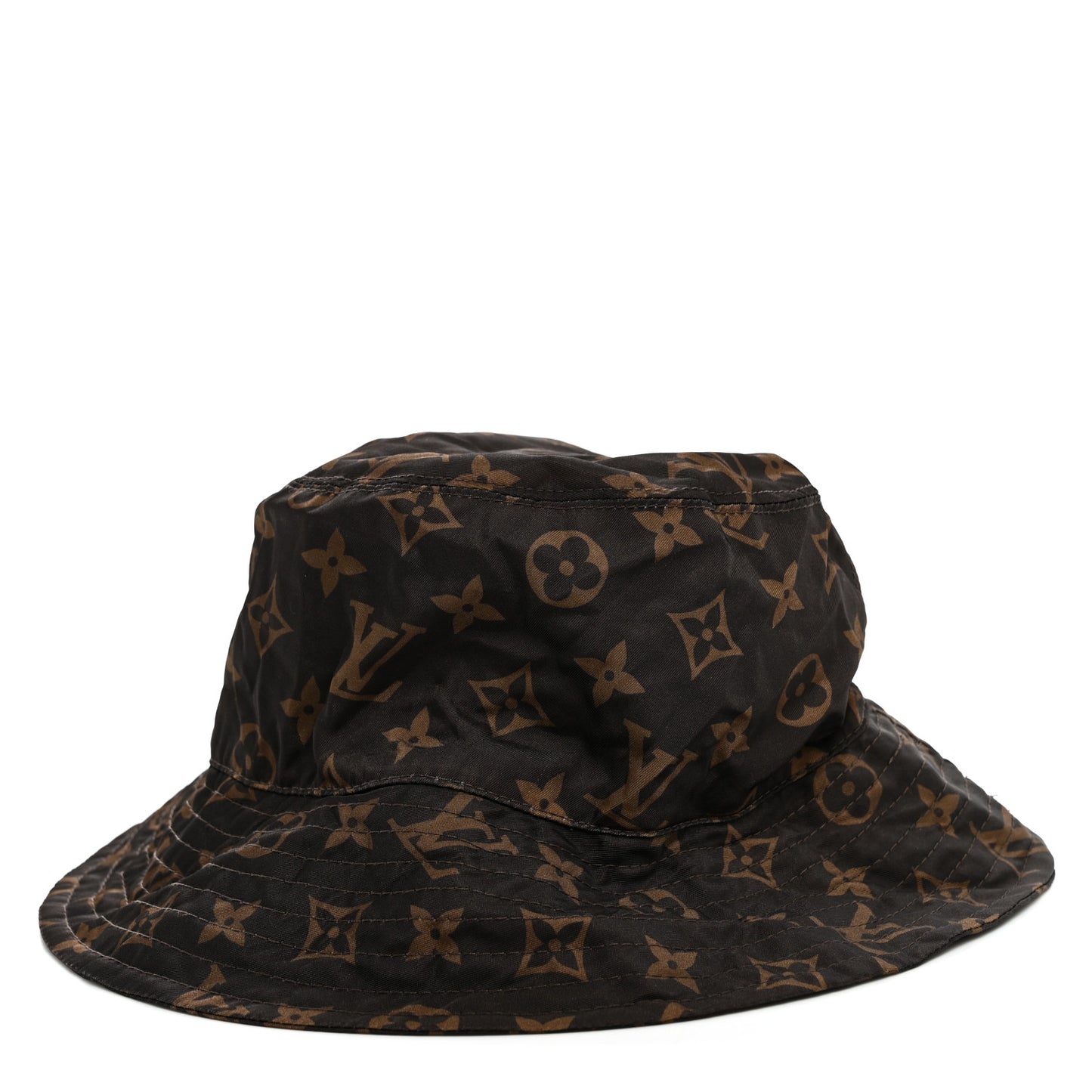 Nylon Monogram Reversible Bob Bucket Hat S Brown Black