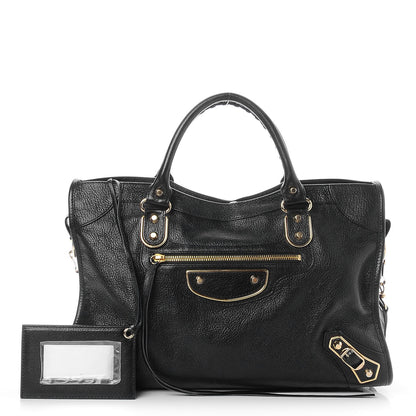 Balenciaga Chevre Gold Metallic Edge Hardware City Black 1 of 8