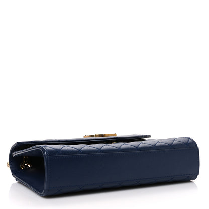 Saint Laurent Grain De Poudre Textured Mixed Matelasse Triquilt Medium Monogram Satchel Deep Marine 4 of 10
