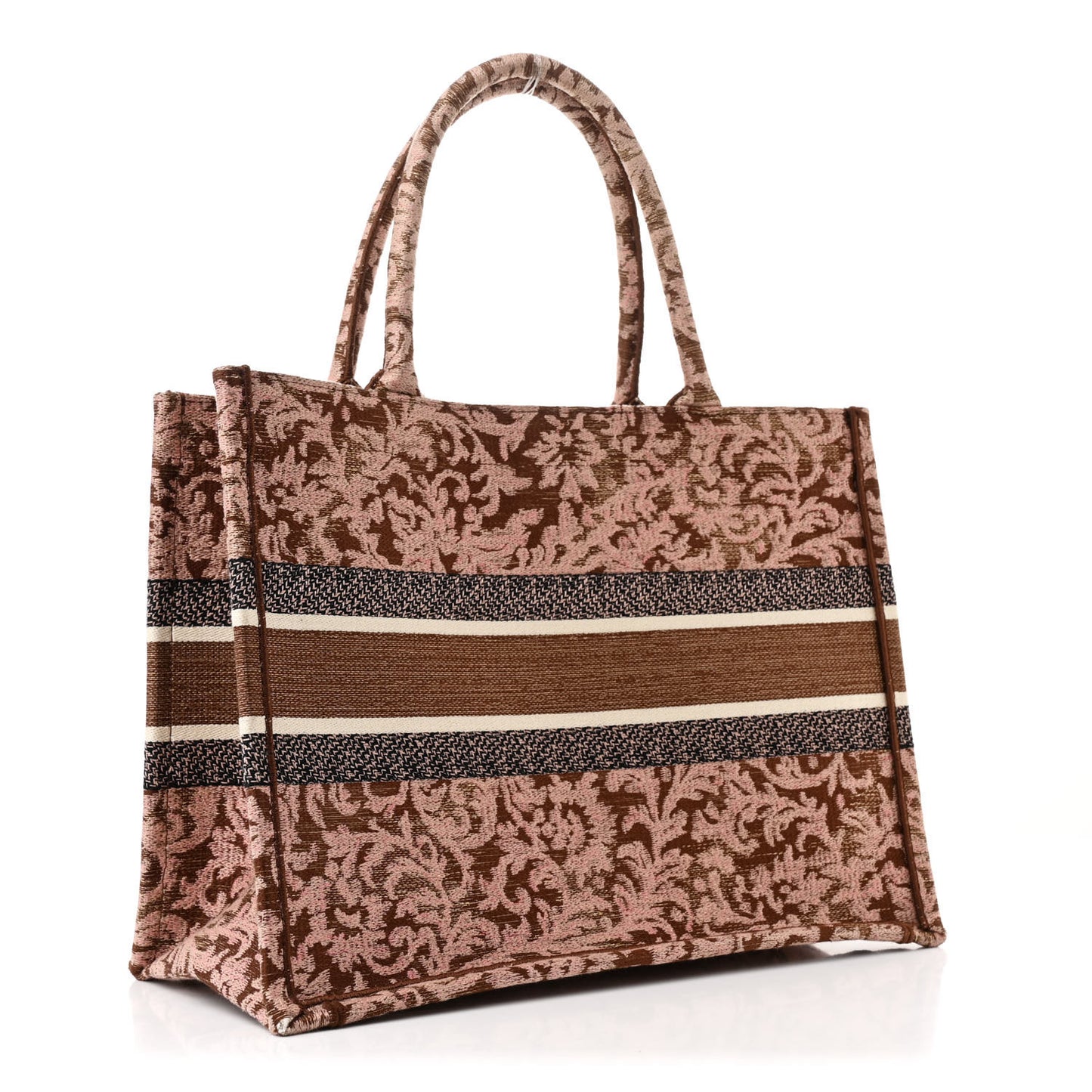 Canvas Embroidered Medium Brocart Book Tote Metallic Pink