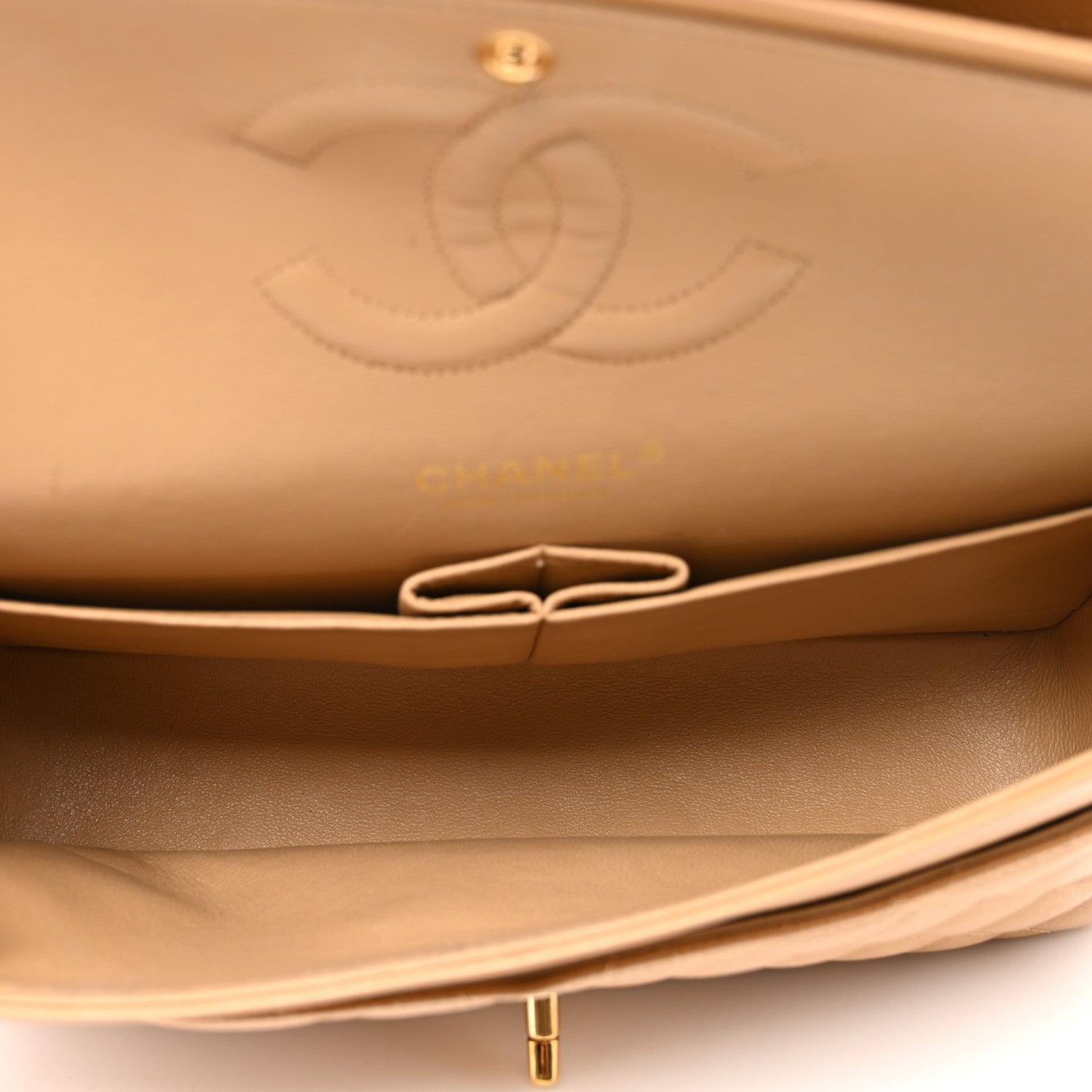 Chanel Caviar Quilted Medium Double Flap Beige 5 of 9