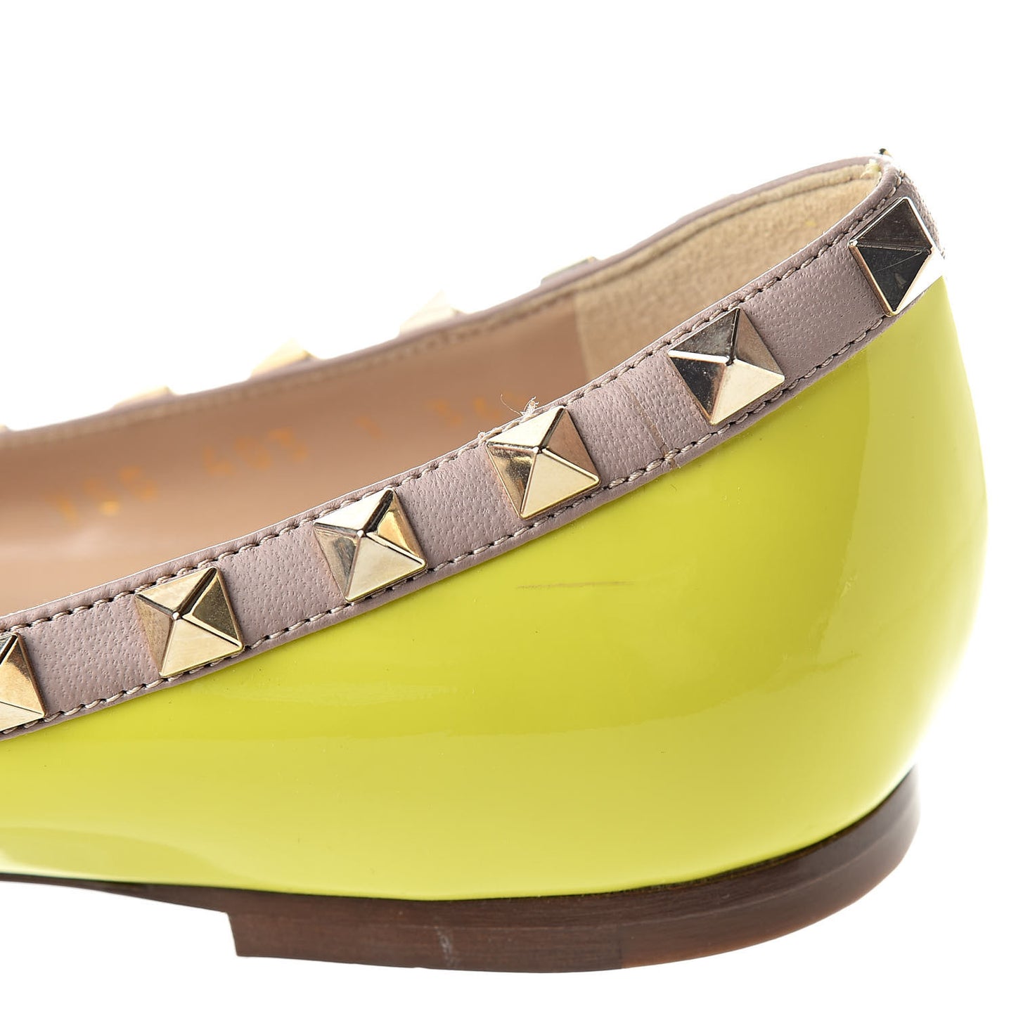 Patent Rockstud Ballerina Flats 36.5 Yellow Fluo Poudre