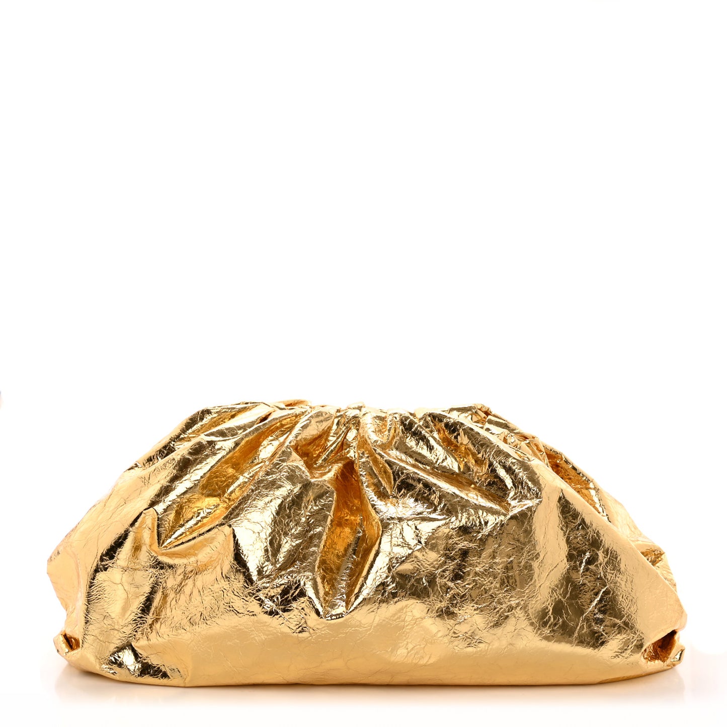 Metallic Crinkled Lambskin The Pouch Oversized Clutch Oro