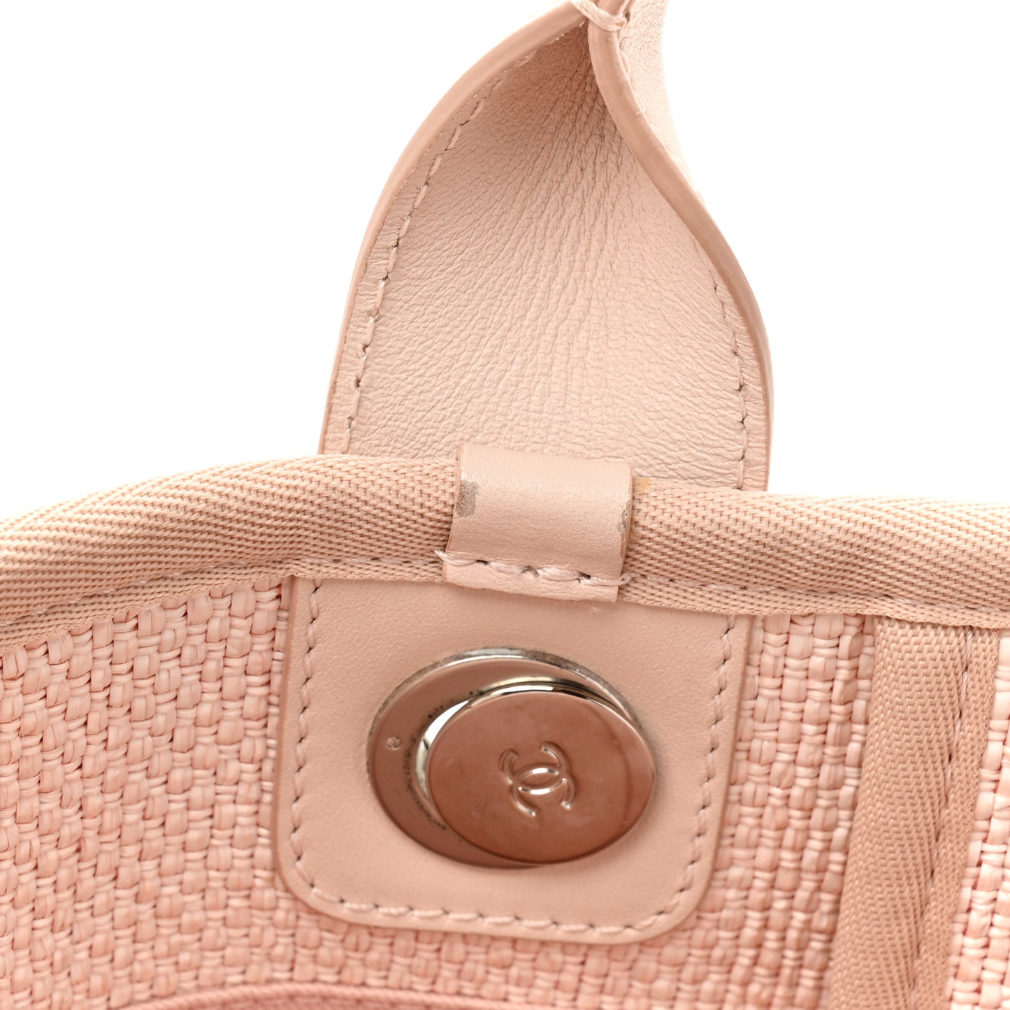Woven Straw Raffia Medium Deauville Tote Rose Pink