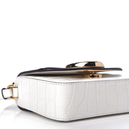 Chloe Calfskin Crocodile Embossed Mini C Double Carry Brilliant White 8 of 10
