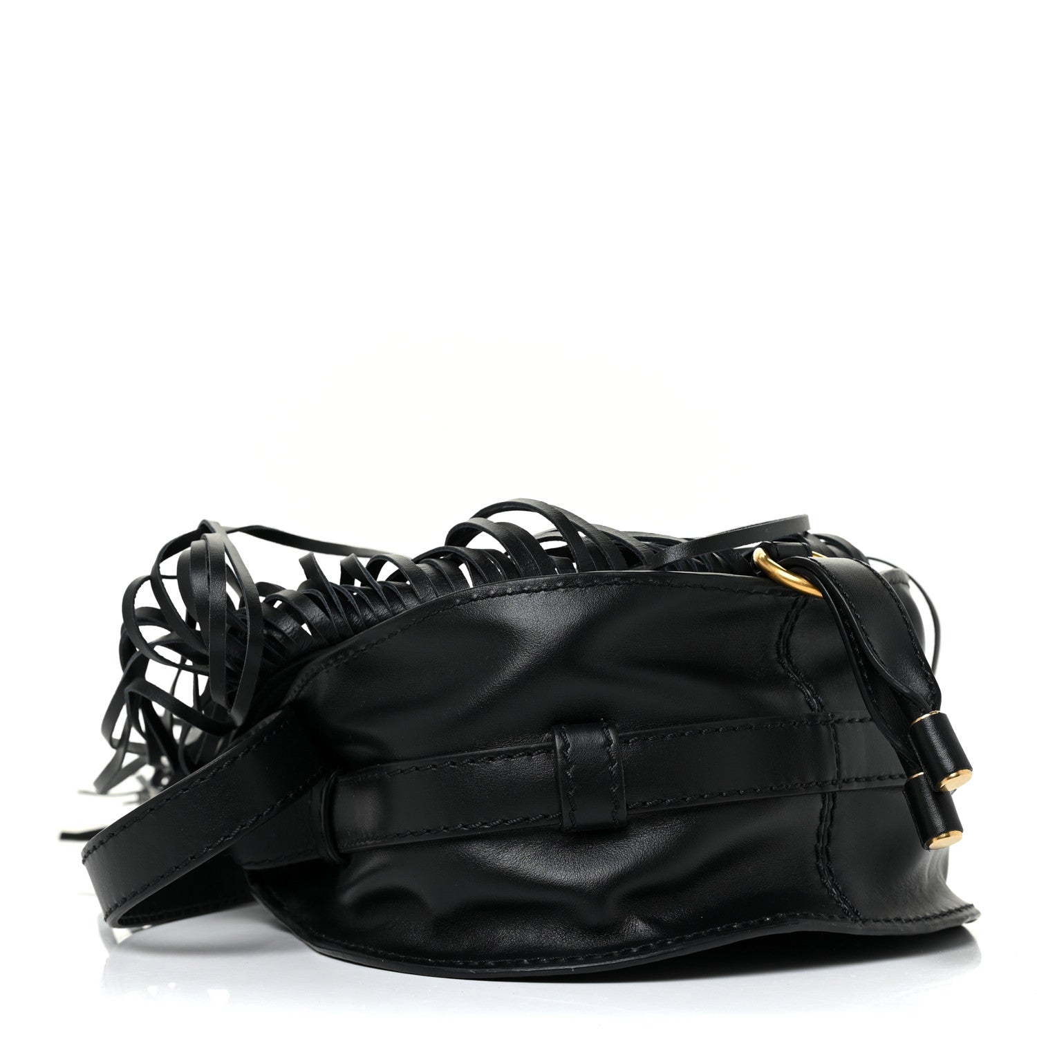 Chloe Calfskin Mini Marcie Round Fringe Crossbody Bag Black 4 of 9