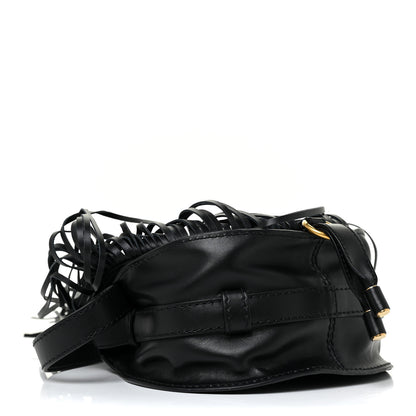 Chloe Calfskin Mini Marcie Round Fringe Crossbody Bag Black 4 of 9