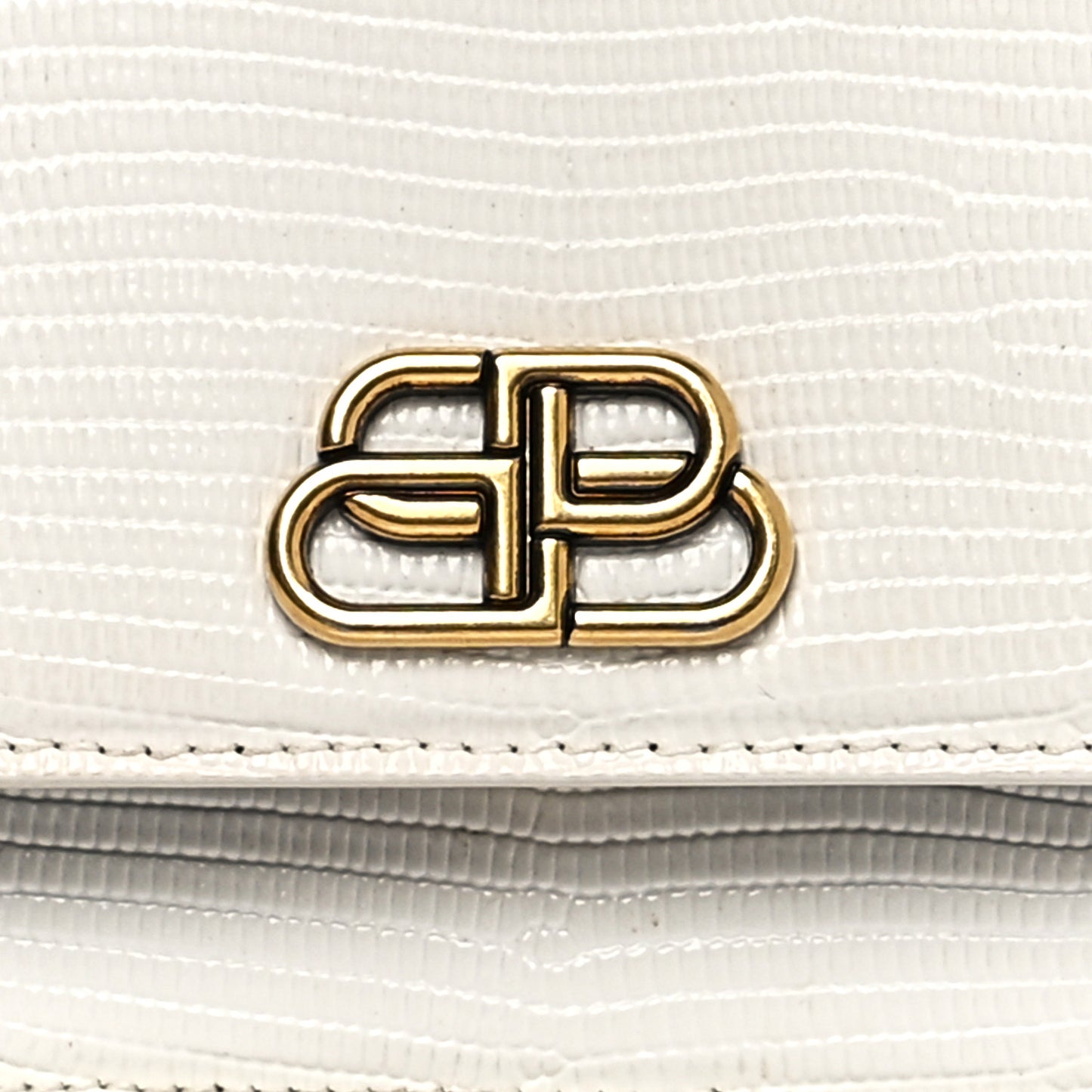 Patent Calfskin Lizard Embossed XS Sharp Top Handle Bag White