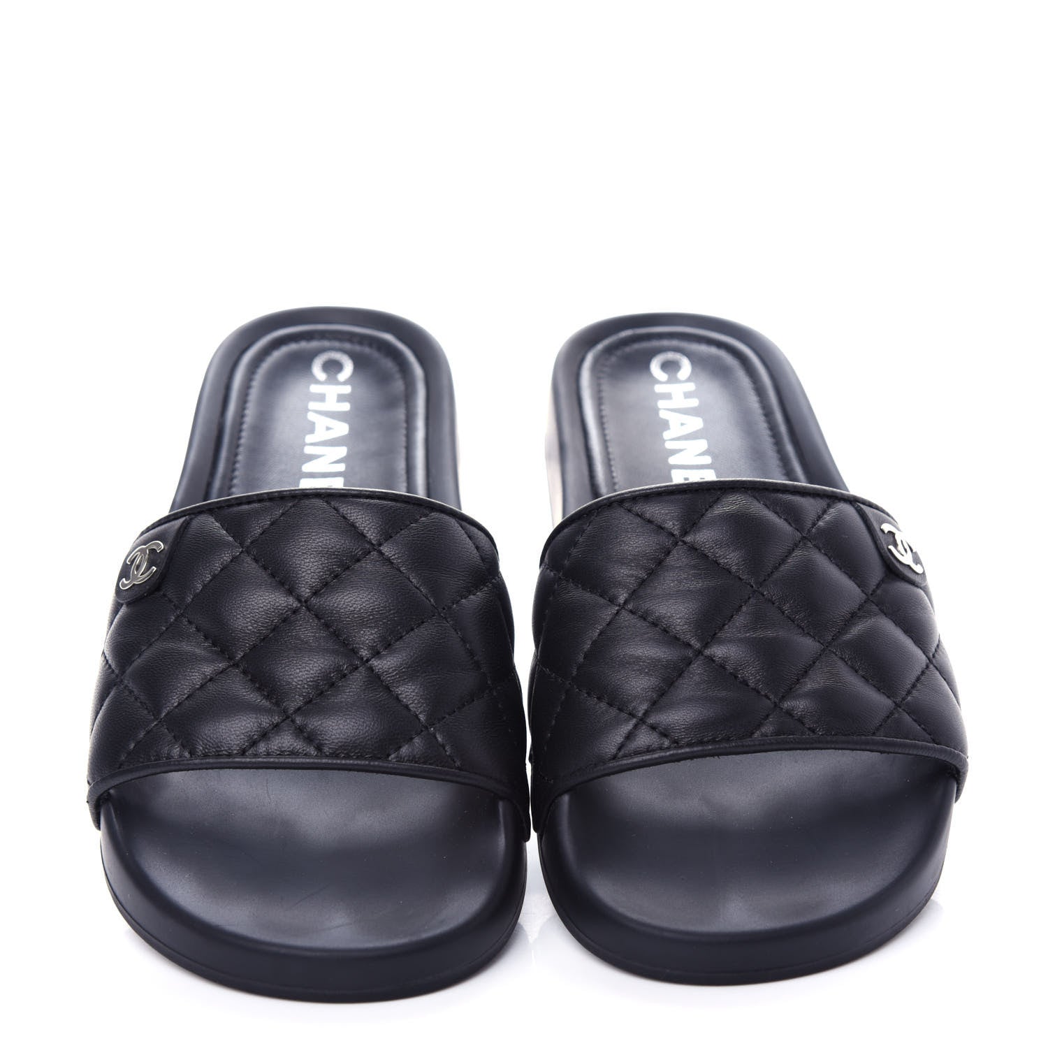 Chanel Lambskin Quilted CC Mules Sandals 35 Black 5 of 11