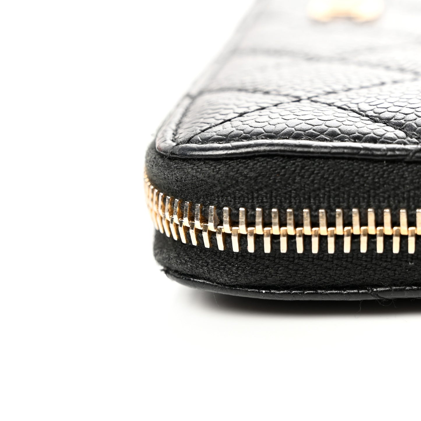 Caviar Quilted Large Gusset Zip Around Wallet Black