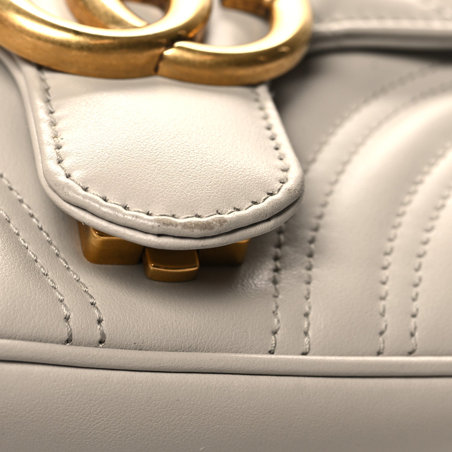 Gucci Calfskin Matelasse Mini GG Marmont Square Shoulder Bag Light Grey 13 of 13
