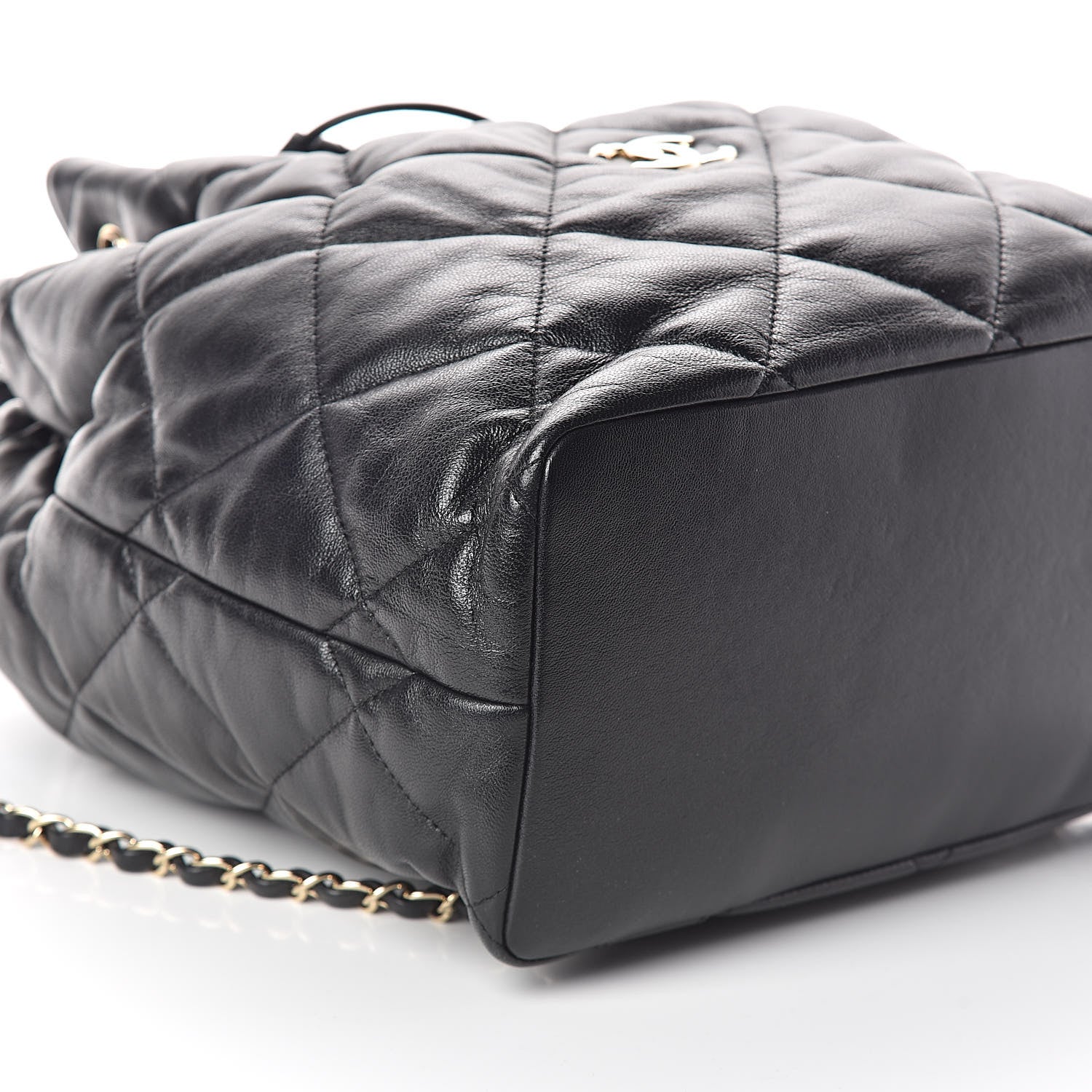 Chanel Lambskin Quilted Drawstring Backpack Black 8 of 9