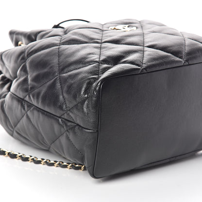 Chanel Lambskin Quilted Drawstring Backpack Black 8 of 9