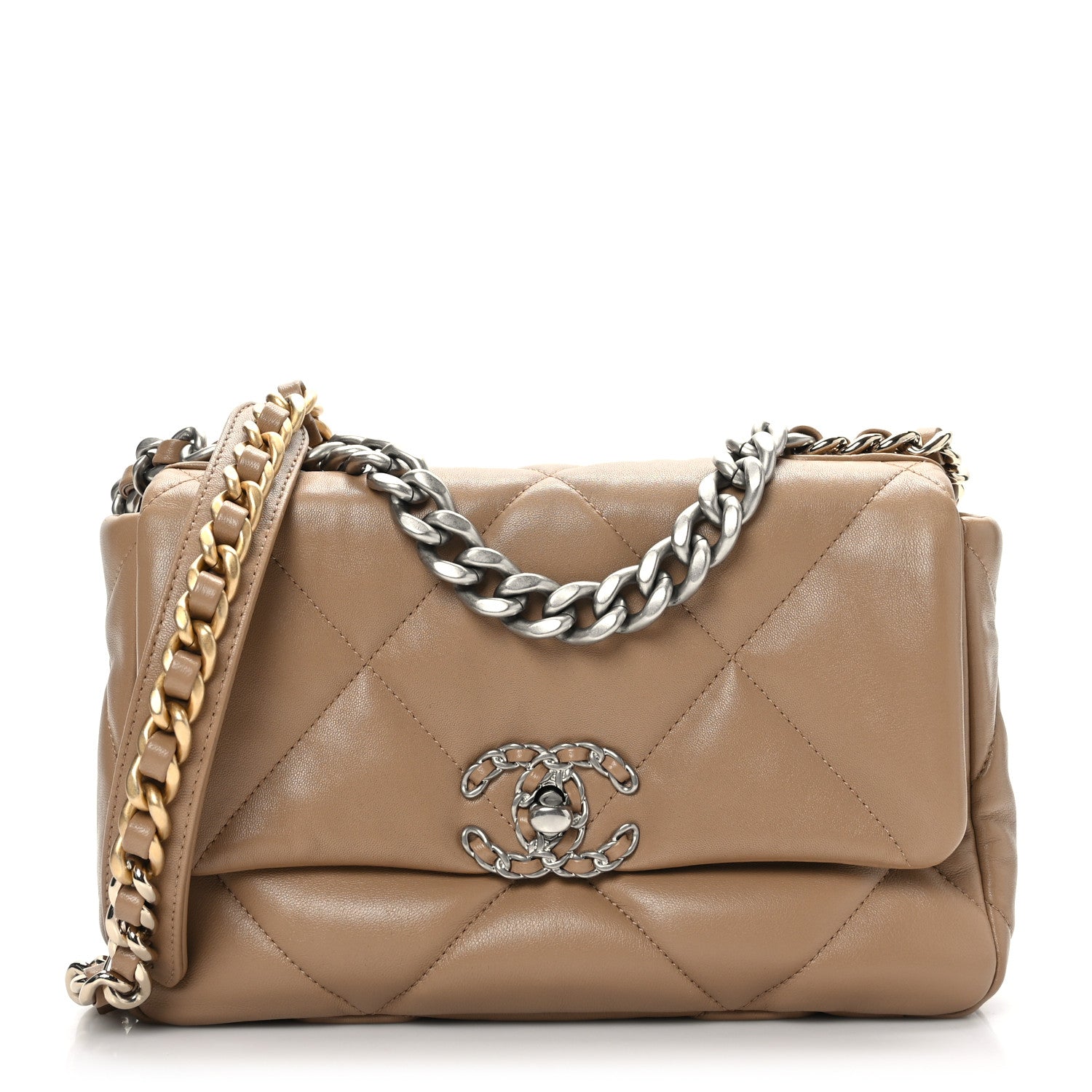 Chanel Lambskin Quilted Medium Chanel 19 Flap Dark Beige 1 of 9